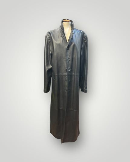 Cappotto in vera pelle vintage anni 1957 lungo fino alla caviglia