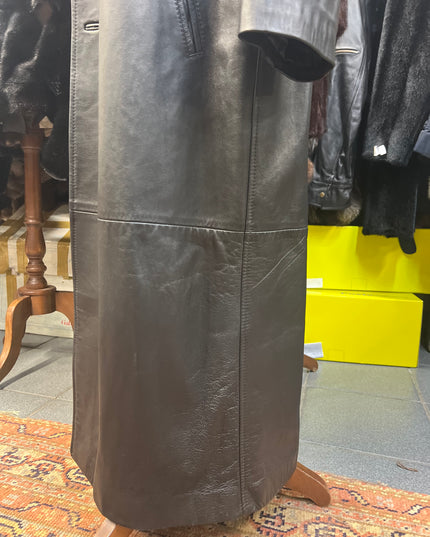 Cappotto in vera pelle vintage anni 1957 lungo fino alla caviglia
