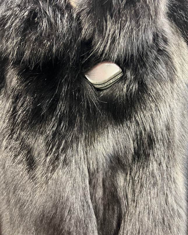 Manteau en fourrure de renard noir pièce unique 381