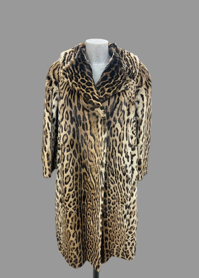 Manteau en fourrure naturel Ocelot long jusqu’à cheville tag:44/46