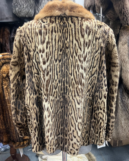 Mi long en fourrure naturel d’ocelots bordure du col en vison  tag:44/46