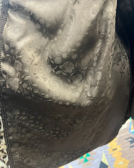 Mi long en fourrure naturel d’ocelots bordure du col en vison  tag:44/46