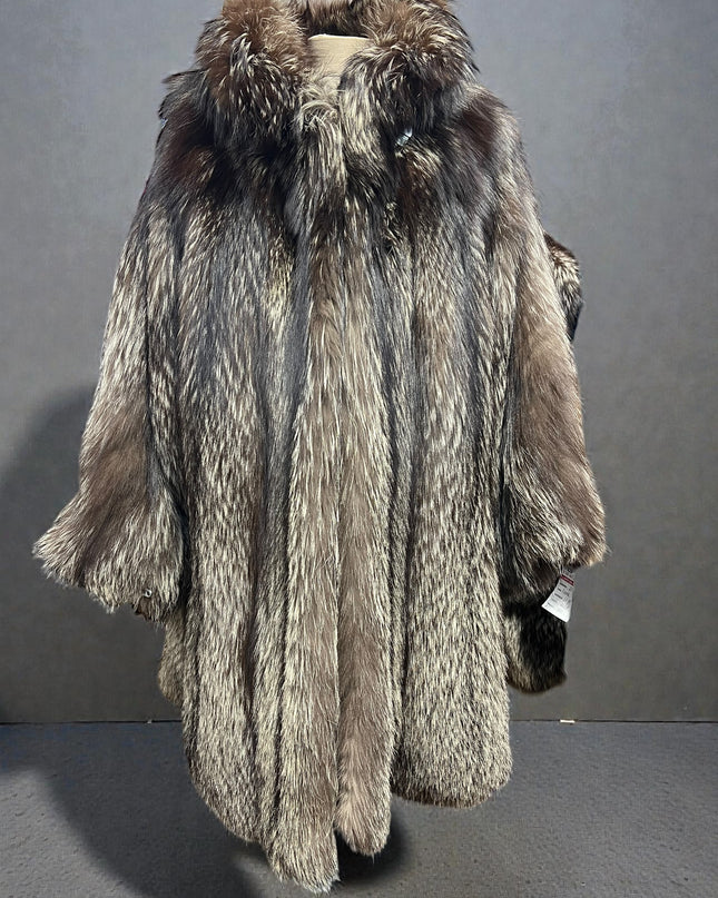 Cappotto in volpe argentata sfilatata 284 usato vintage
