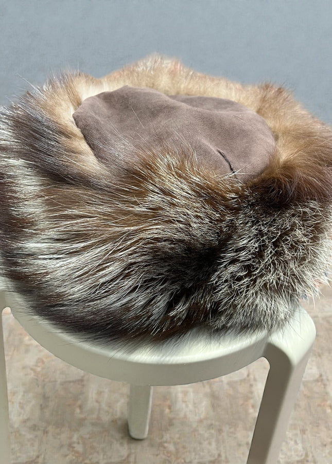 Cappello in volpe argentata naturale e scamiciato