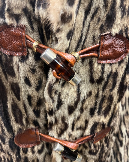 Mi long en fourrure naturel d’ocelots bordure du col en vison  tag:44/46