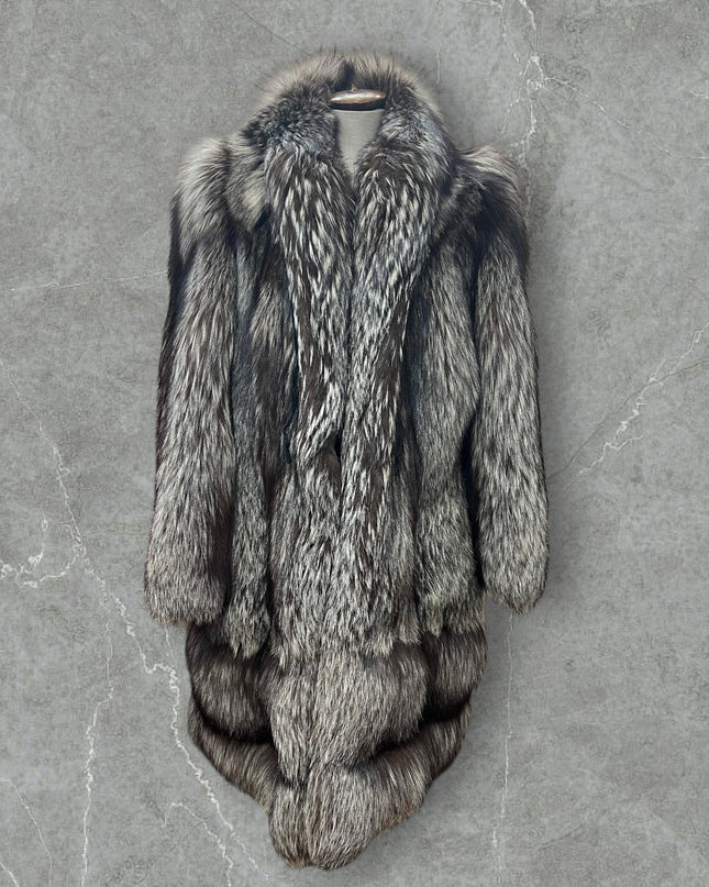 Manteau en fourrure de renard argenté référence 401