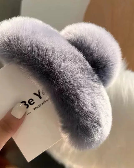 Pince à Cheveux Surdimensionnée en Fourrure de Lapin. Chaud et Doux pour Chignons Épais, Style Hiver Luxe