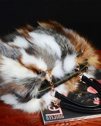 Borsa a mano in pelliccia di volpe di lusso Donna