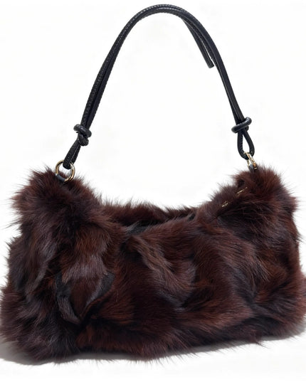 Sac Bandoulière Fourrure Renard Argenté - Hiver 2026