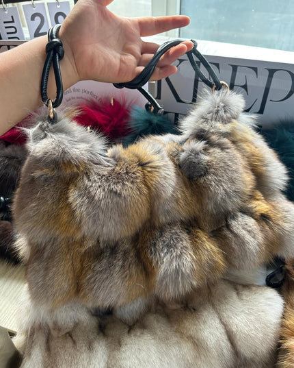 Sac Bandoulière Fourrure Renard Argenté - Hiver 2026