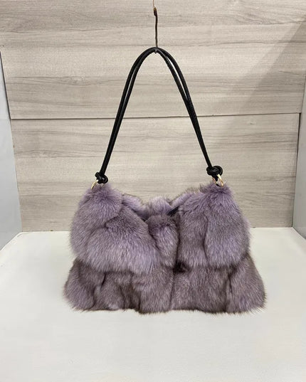 Sac Bandoulière Fourrure Renard Argenté - Hiver 2026