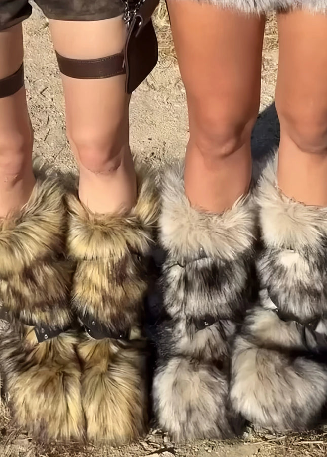 Bottes Hautes Femme Fourrure Synthétique - Bottes Neige Plateforme Chaude