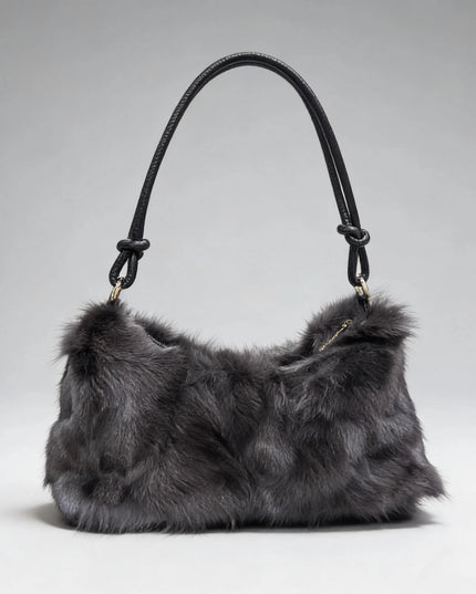 Sac Bandoulière Fourrure Renard Argenté - Hiver 2026