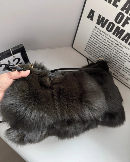 Sac Bandoulière Fourrure Renard Argenté - Hiver 2026