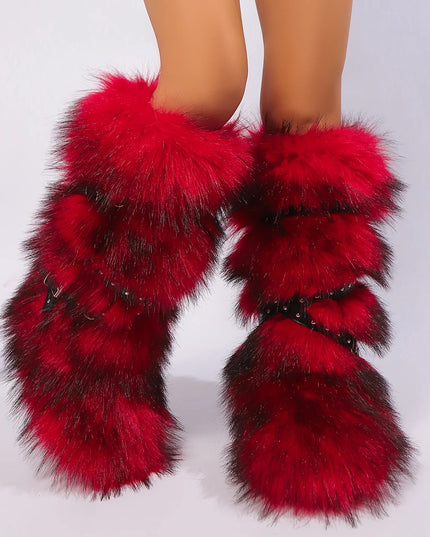 Bottes Hautes Femme Fourrure Synthétique - Bottes Neige Plateforme Chaude