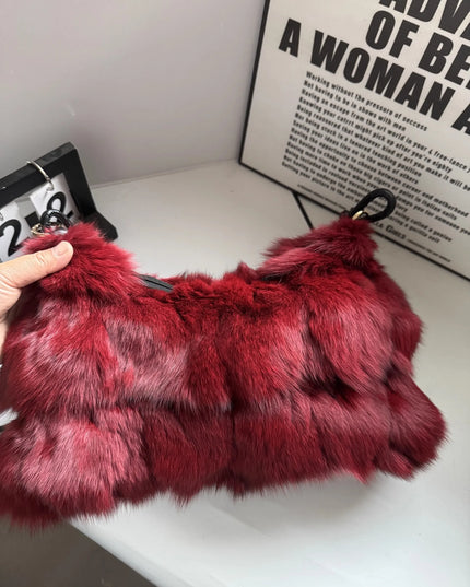 Sac Bandoulière Fourrure Renard Argenté - Hiver 2026