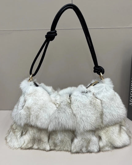 Sac Bandoulière Fourrure Renard Argenté - Hiver 2026