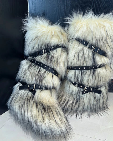 Bottes Hautes Femme Fourrure Synthétique - Bottes Neige Plateforme Chaude